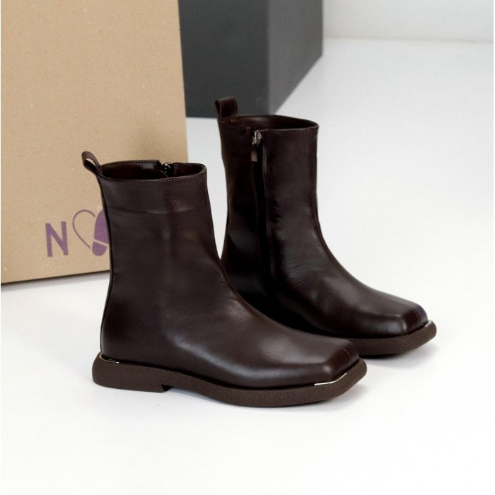 Черевики жіночі натуральна шкіра колір-шоколад демі 37р