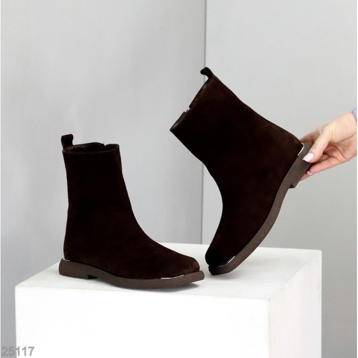 Черевики жіночі натуральна замша колір-шоколад деми 37р