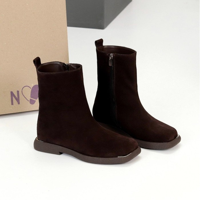 Черевики жіночі натуральна замша колір-шоколад деми 37р