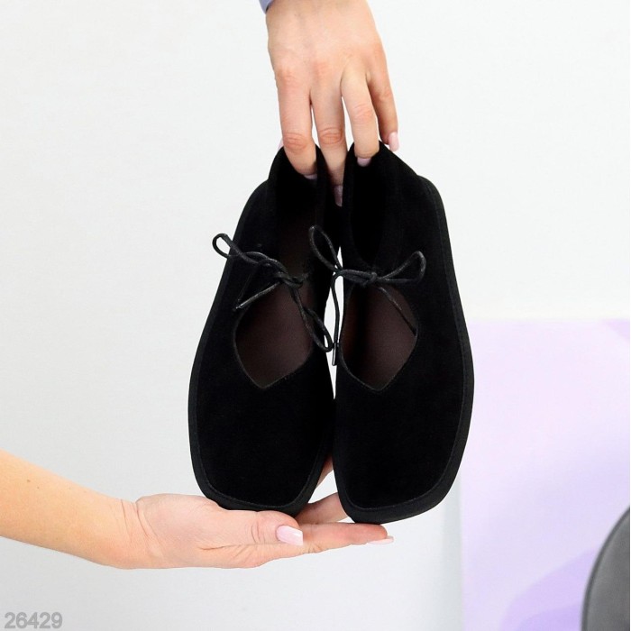 Балетки жіночі натуральна замша колір-чорний 36,38,40р