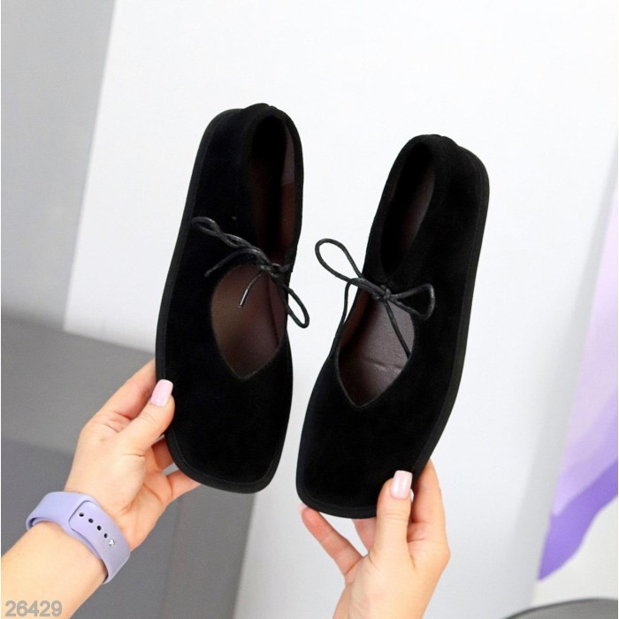 Балетки жіночі натуральна замша колір-чорний 36,38,40р
