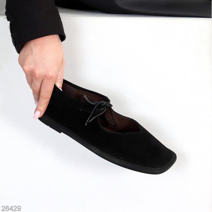 Балетки жіночі натуральна замша колір-чорний 36,38,40р