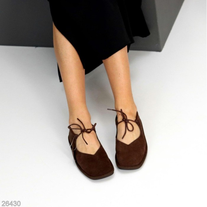 Балетки жіночі натуральна замша колір-шоколад 36,38,39,40,41р