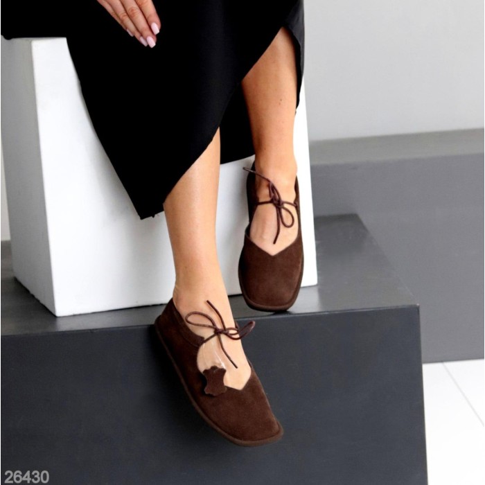 Балетки жіночі натуральна замша колір-шоколад 36,38,39,40,41р