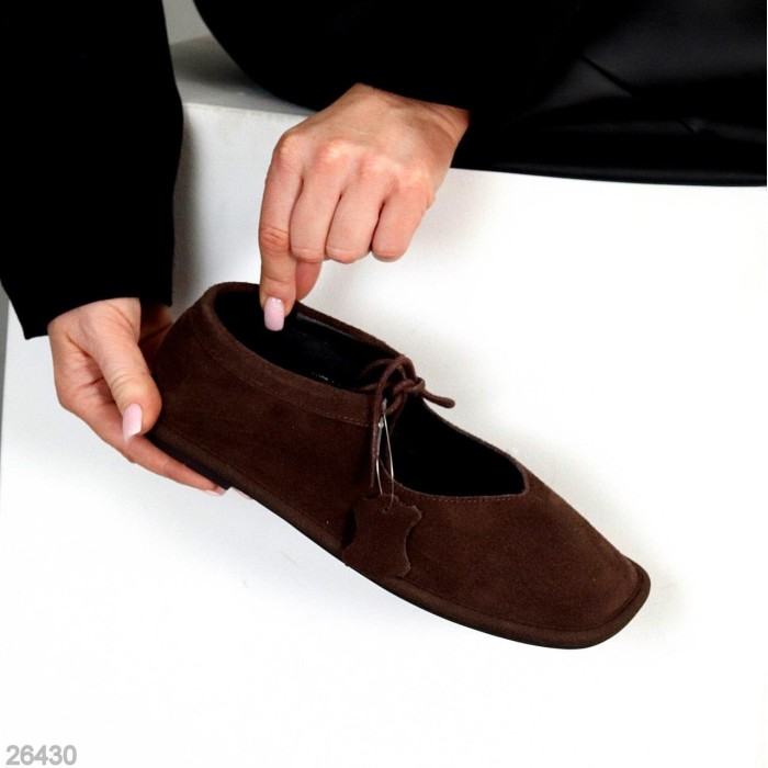 Балетки жіночі натуральна замша колір-шоколад 36,38,39,40,41р