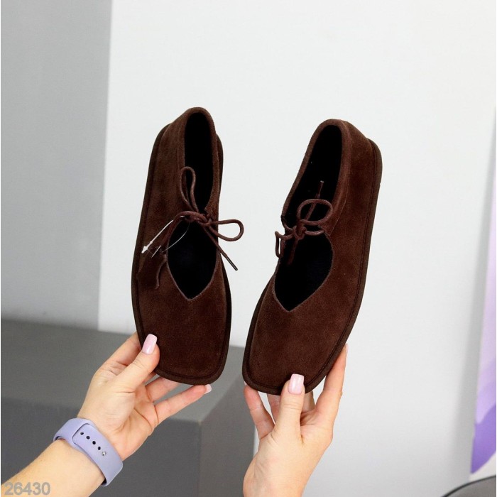 Балетки жіночі натуральна замша колір-шоколад 36,38,39,40,41р