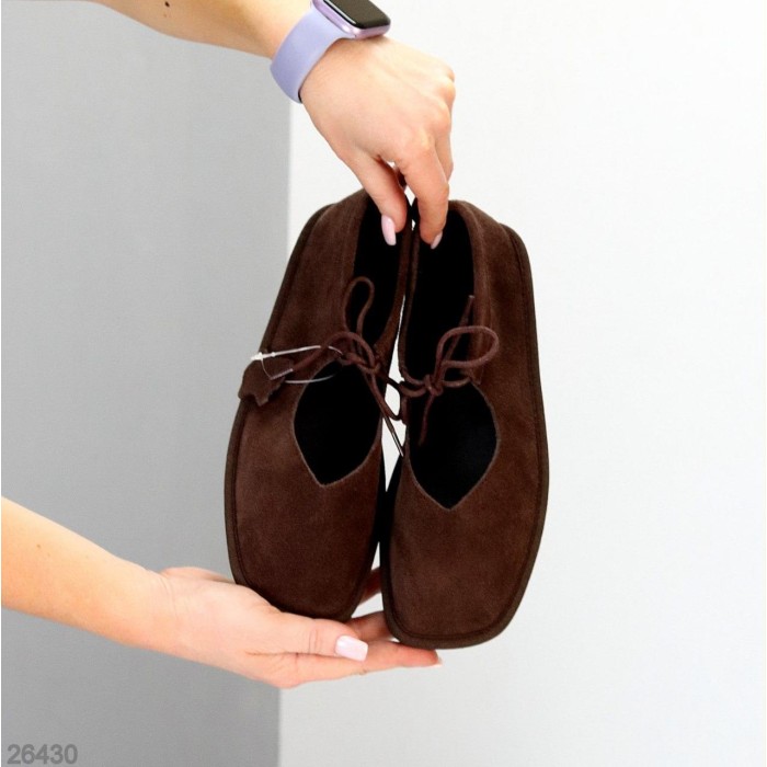 Балетки жіночі натуральна замша колір-шоколад 36,38,39,40,41р