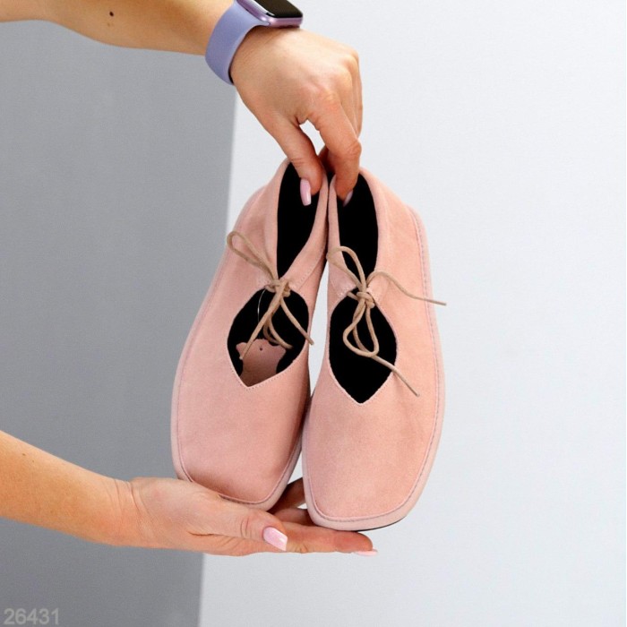 Балетки жіночі натуральна замша колір-пудра 36,37,38,39,40,41р