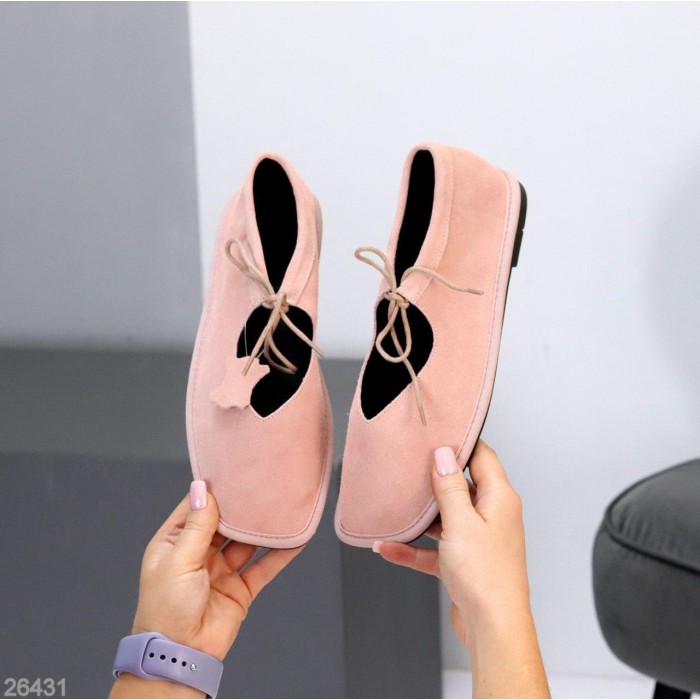 Балетки жіночі натуральна замша колір-пудра 36,37,38,39,40,41р