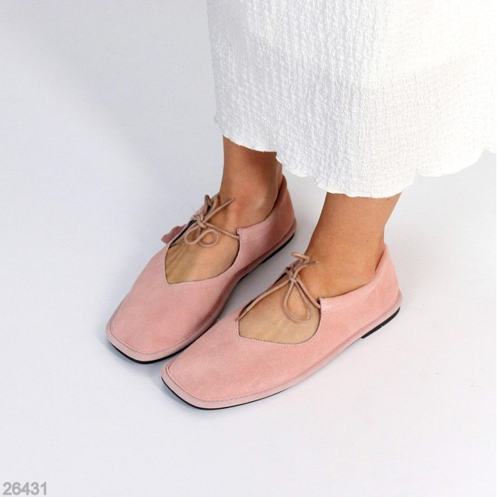 Балетки жіночі натуральна замша колір-пудра 36,37,38,39,40,41р