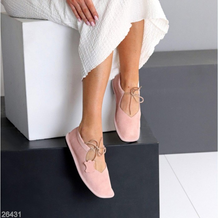 Балетки жіночі натуральна замша колір-пудра 36,37,38,39,40,41р