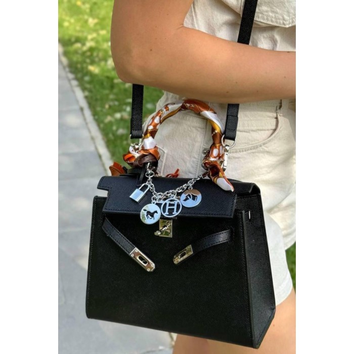 Сумка жіноча люкс натуральна шкіра Айворі Чорний