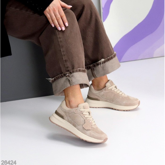 Кросівки жіночі натуральна замша колір беж 36,38,39,40,41р