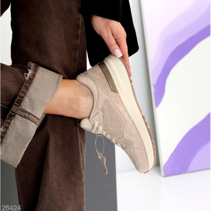 Кросівки жіночі натуральна замша колір беж 36,38,39,40,41р