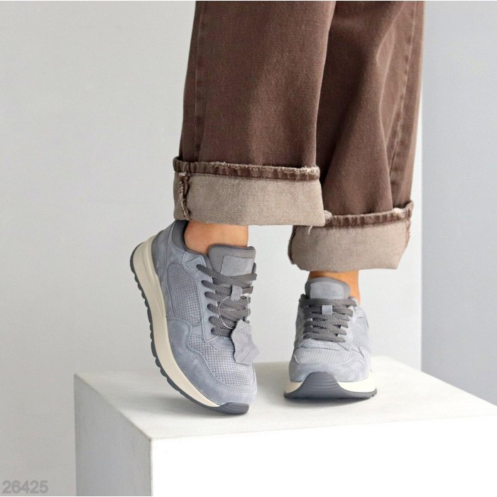 Кроссовки женские натуральная замша серые 36,37,38,39,40,41р