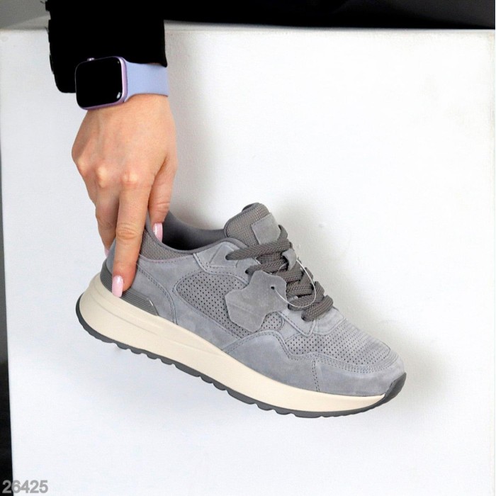 Кроссовки женские натуральная замша серые 36,37,38,39,40,41р