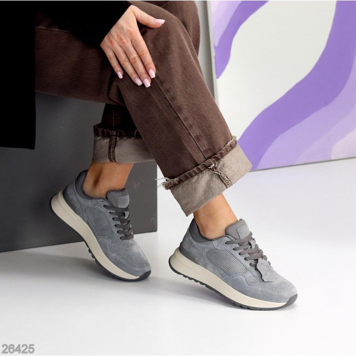 Кроссовки женские натуральная замша серые 36,37,38,39,40,41р