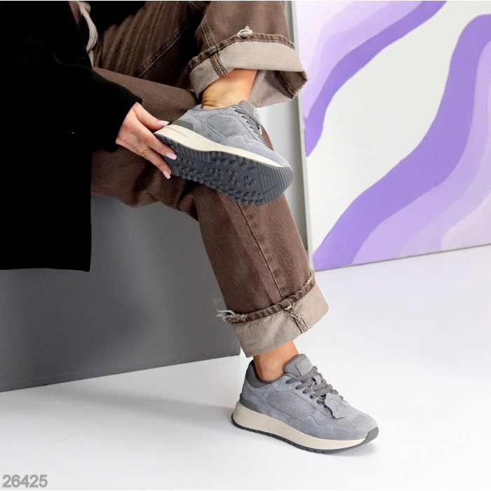 Кроссовки женские натуральная замша серые 36,37,38,39,40,41р