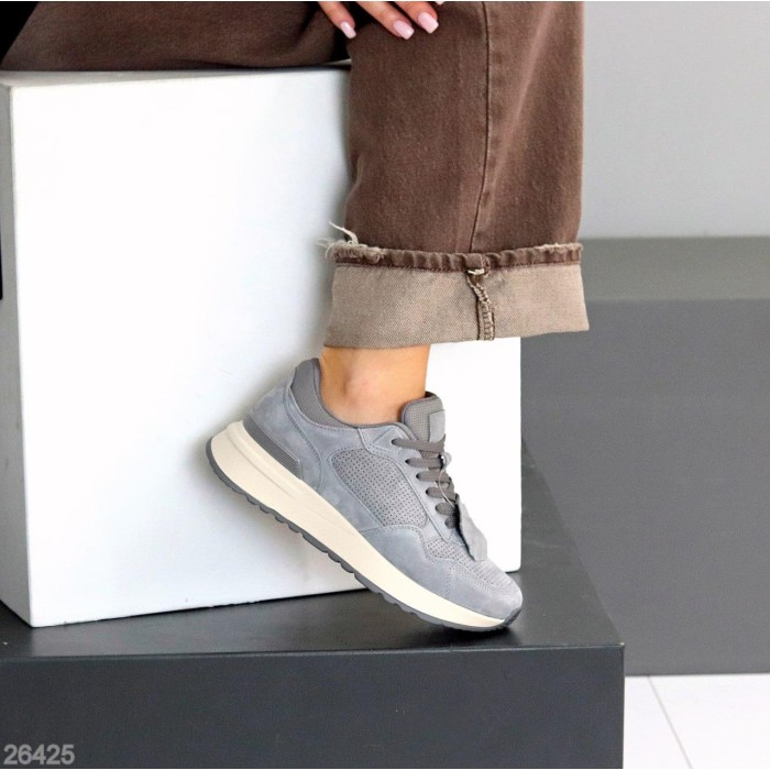 Кроссовки женские натуральная замша серые 36,37,38,39,40,41р