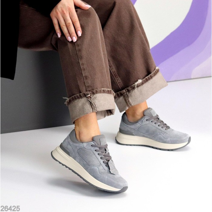 Кроссовки женские натуральная замша серые 36,37,38,39,40,41р