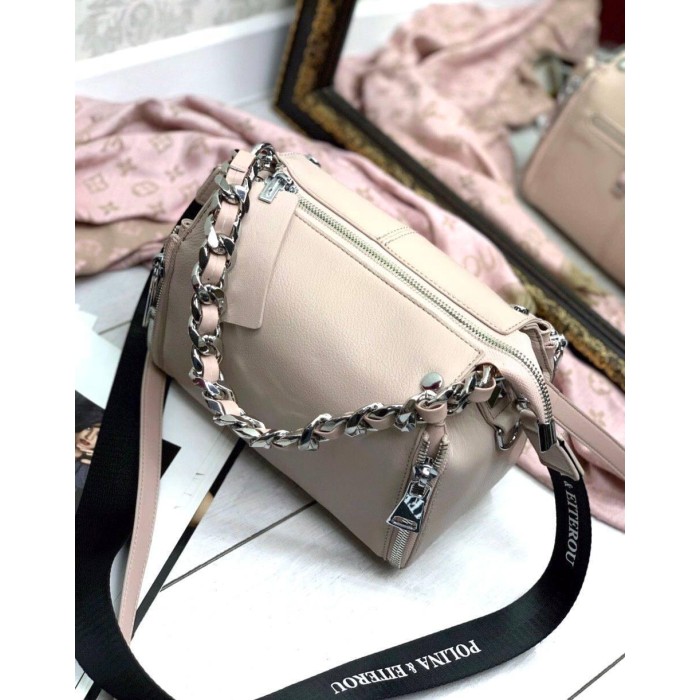 Сумка жіноча валізка 2 ремінці натуральна шкіра Колір: Пудра, Бронза