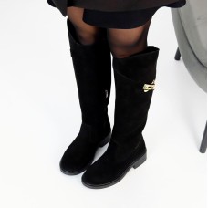 Чоботи жіночі натуральна замша колір-чорний демі 37,39,40р