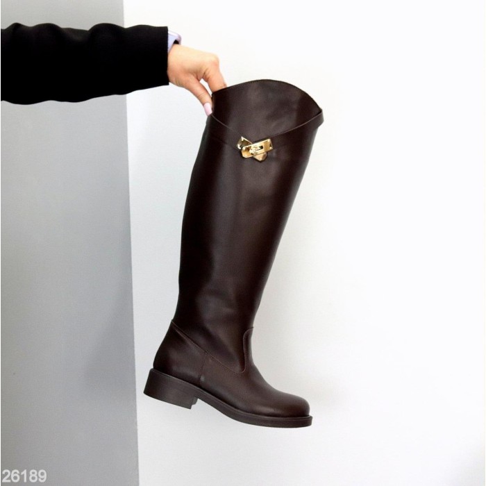 Чоботи жіночі натуральна-шкіра колір-шоколад демі 37р.