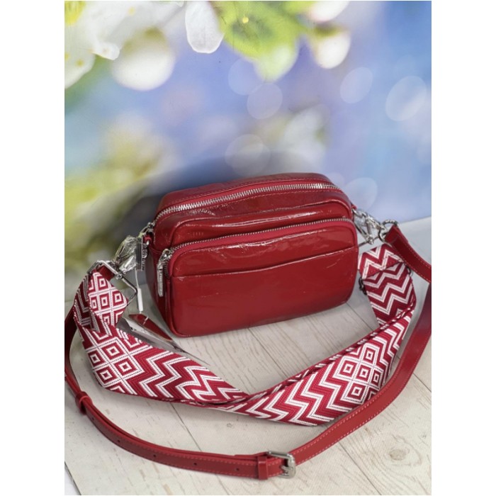 Сумка жіноча кросбоді 2 ременя натуральна шкіра Беж