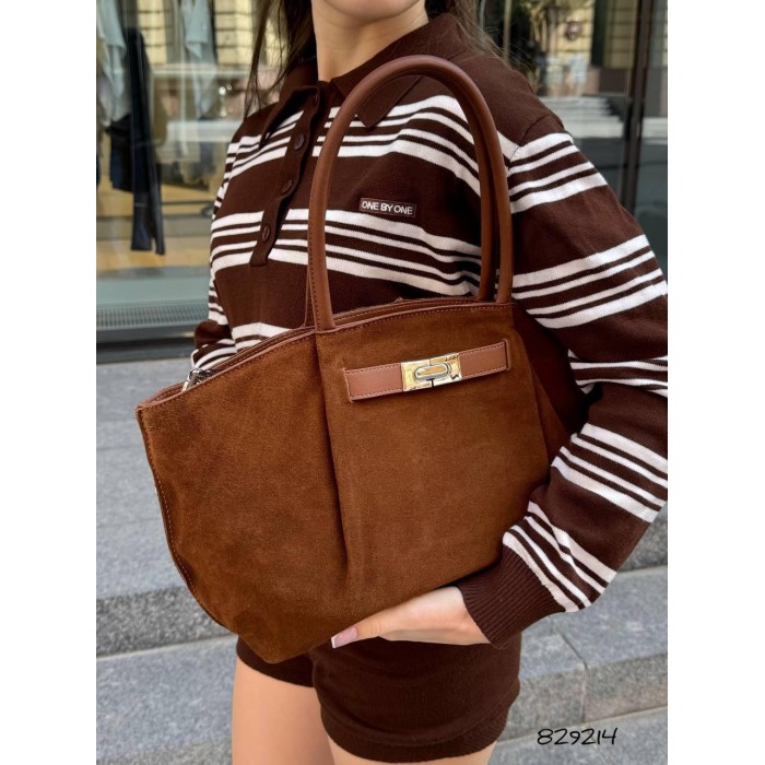 Сумка жіноча 2 відділення натуральна замша/шкіра Колір: Чорний, Кемел, Капучино