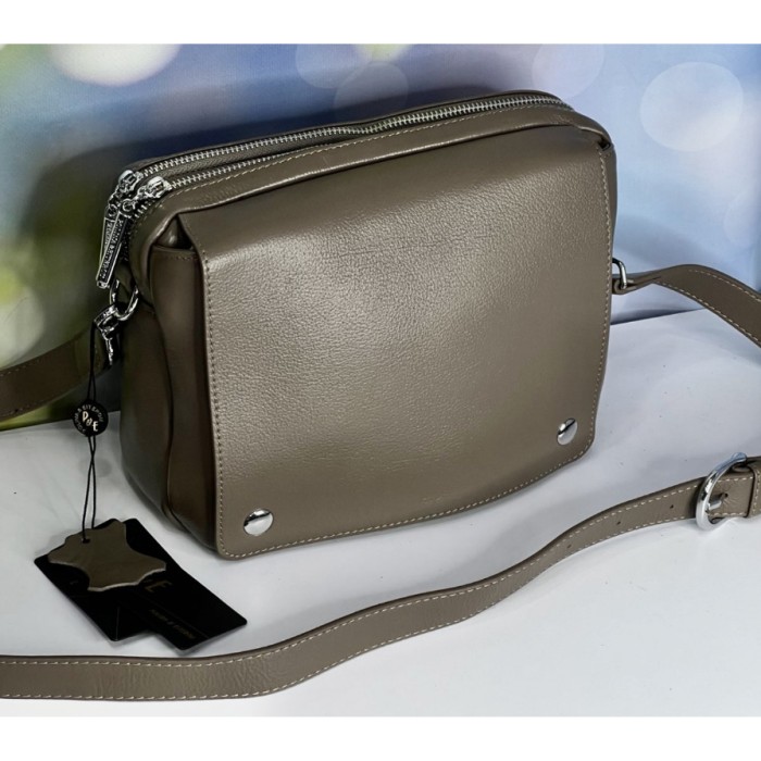 Сумка жіноча Polina перекид з натуральної шкіра Чорна, Капучино, Шоколад, Біла