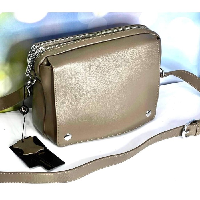 Сумка жіноча Polina перекид з натуральної шкіра Чорна, Капучино, Шоколад, Біла