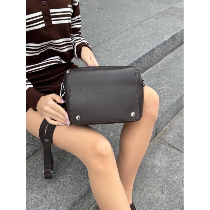 Сумка жіноча Polina перекид з натуральної шкіра Чорна, Капучино, Шоколад, Біла