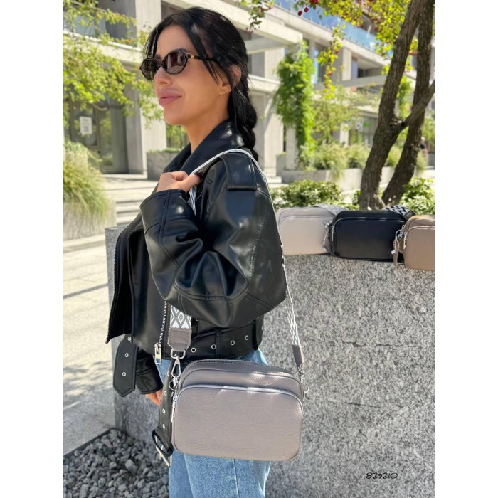 Сумка жіноча/кросбоді з натуральної шкіри Колір: Сірий, Білий