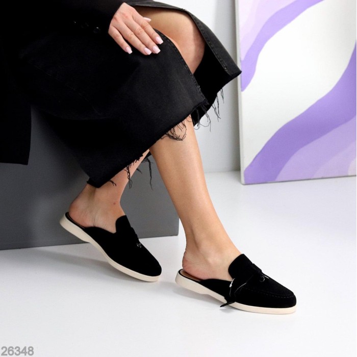 Мюлі жіночі натуральна замша колір-чорний 36,37,38,39,41р