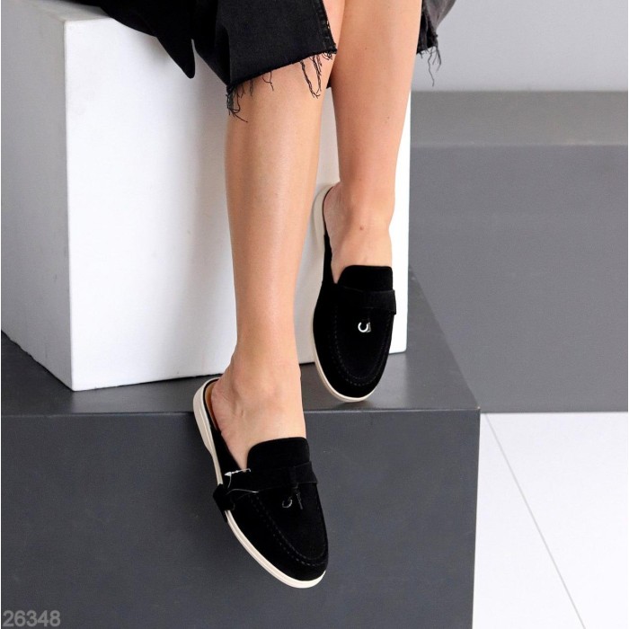 Мюлі жіночі натуральна замша колір-чорний 36,37,38,39,41р