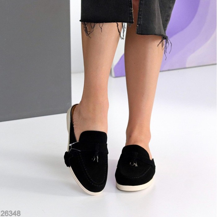 Мюлі жіночі натуральна замша колір-чорний 36,37,38,39,41р