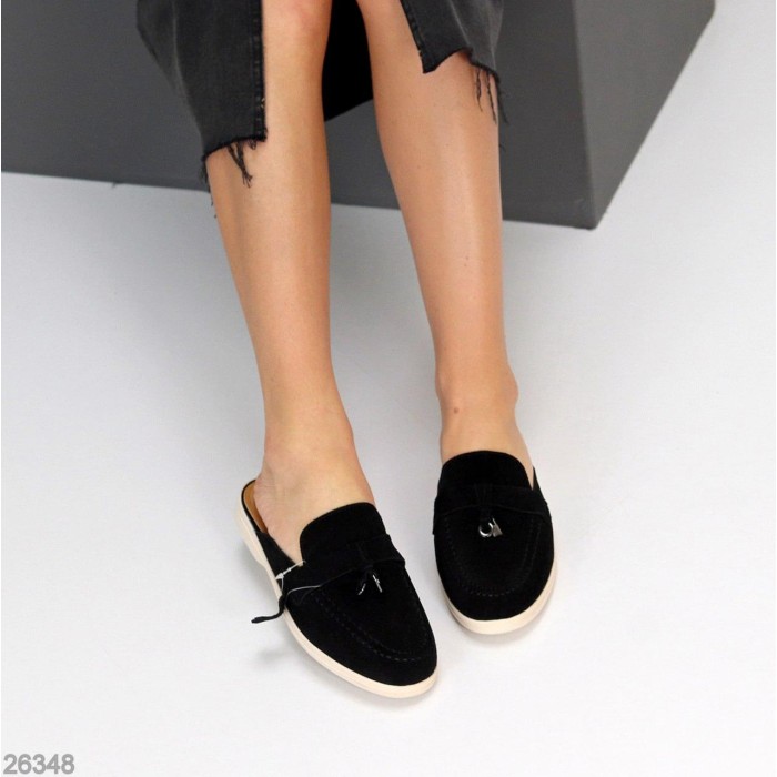 Мюлі жіночі натуральна замша колір-чорний 36,37,38,39,41р