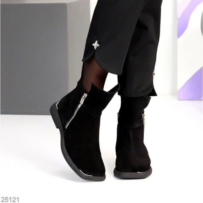 Черевики жіночі натуральна замша чорні демі 36,38р