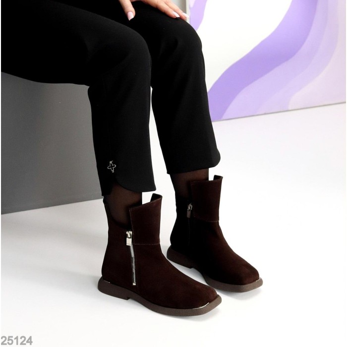 Ботинки женские натуральная замша цвет-шоколад деми 37р