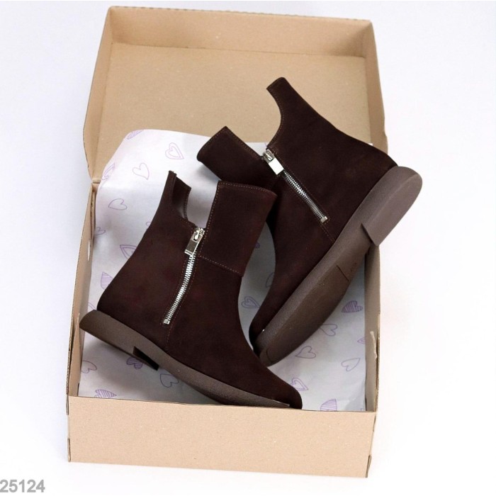 Ботинки женские натуральная замша цвет-шоколад деми 37р