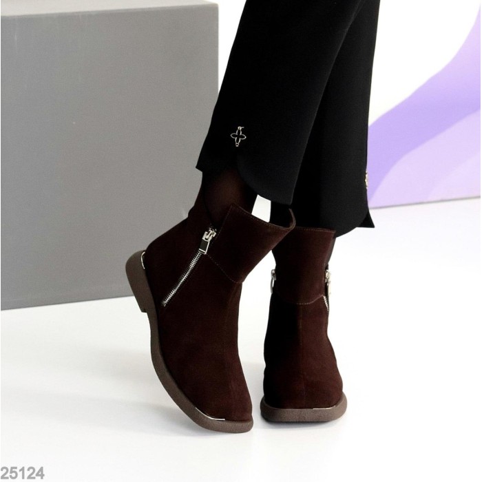 Ботинки женские натуральная замша цвет-шоколад деми 37р