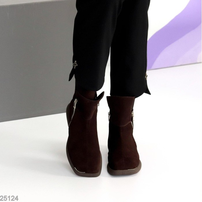 Ботинки женские натуральная замша цвет-шоколад деми 37р