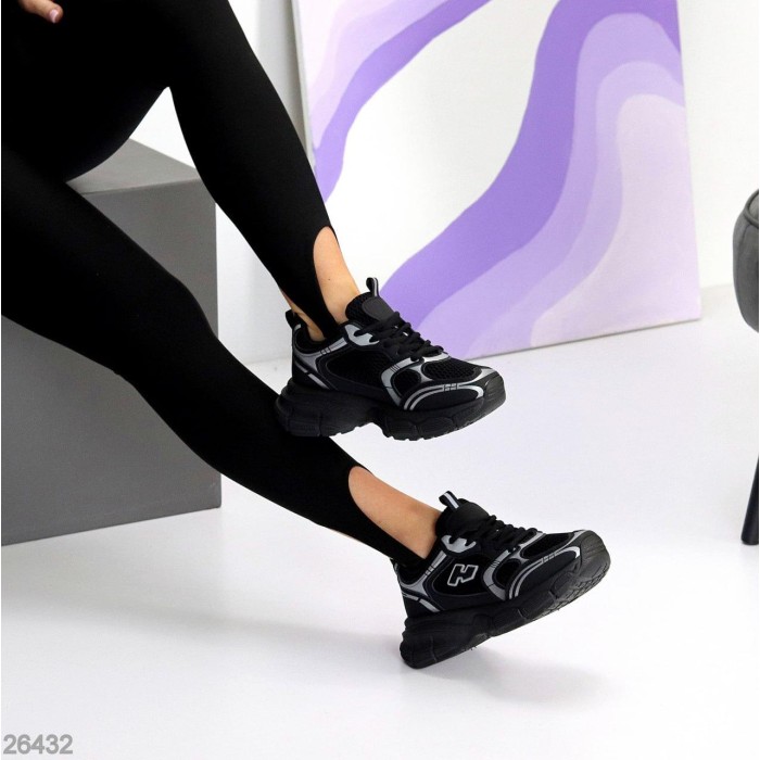 Кросівки жіночі еко-шкіра/текстиль колір-чорний на 35.5,36,37,38