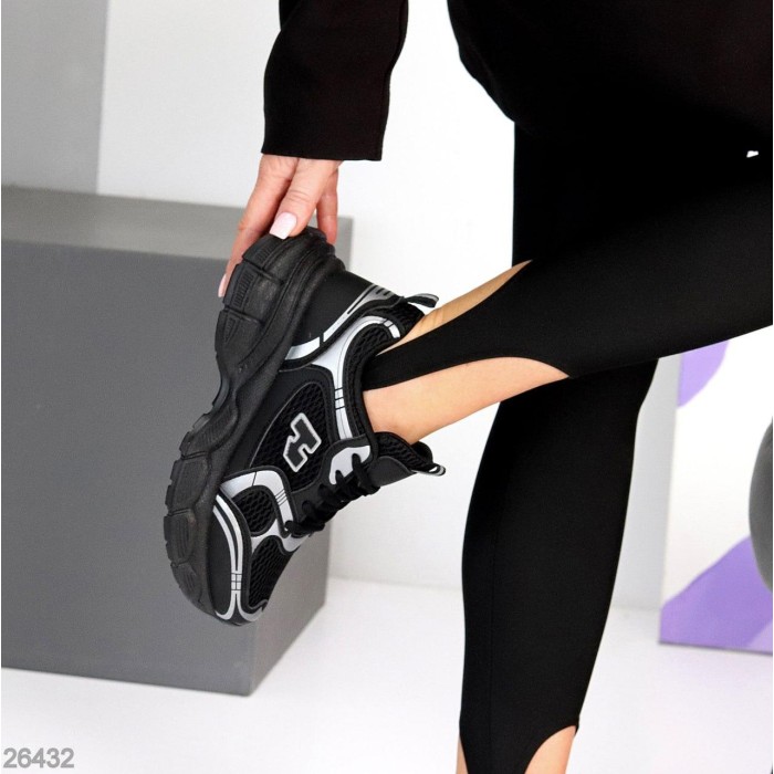 Кросівки жіночі еко-шкіра/текстиль колір-чорний на 35.5,36,37,38