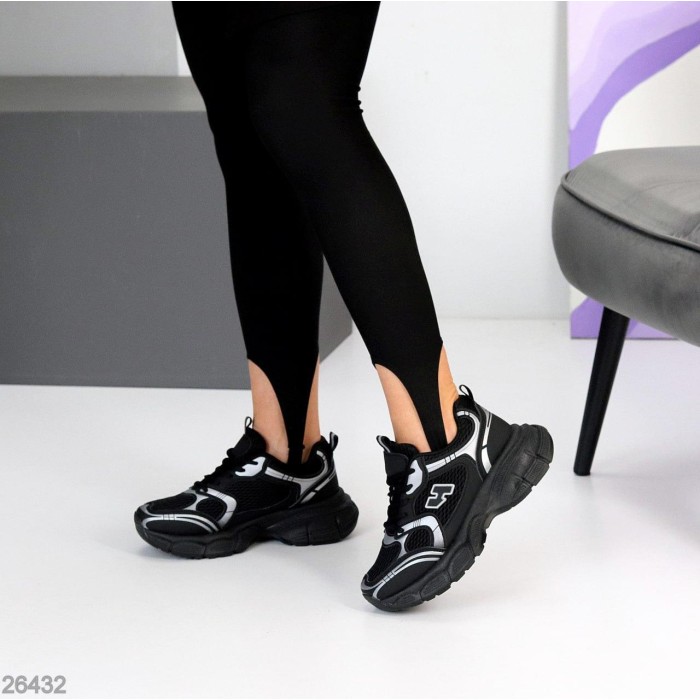 Кросівки жіночі еко-шкіра/текстиль колір-чорний на 35.5,36,37,38