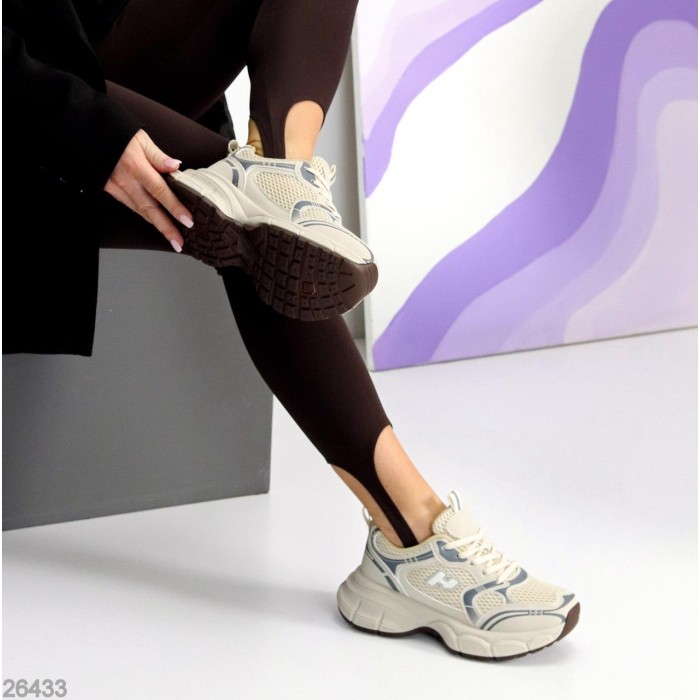 КросІвки жіночі еко-шкіра/текстиль колір-беж на 36р.