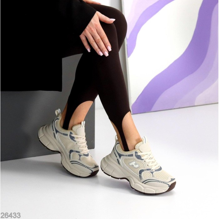 КросІвки жіночі еко-шкіра/текстиль колір-беж на 36р.