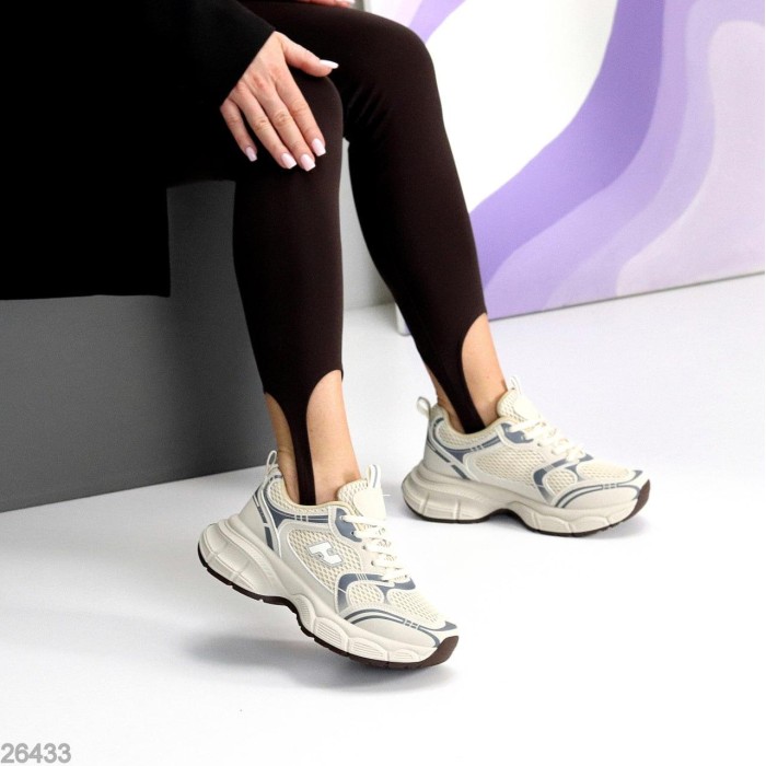 КросІвки жіночі еко-шкіра/текстиль колір-беж на 36р.