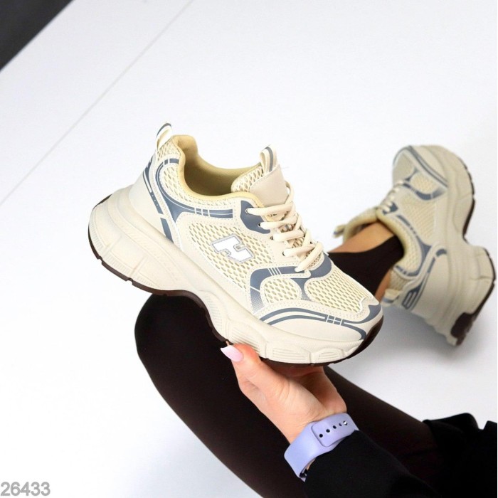 КросІвки жіночі еко-шкіра/текстиль колір-беж на 36р.