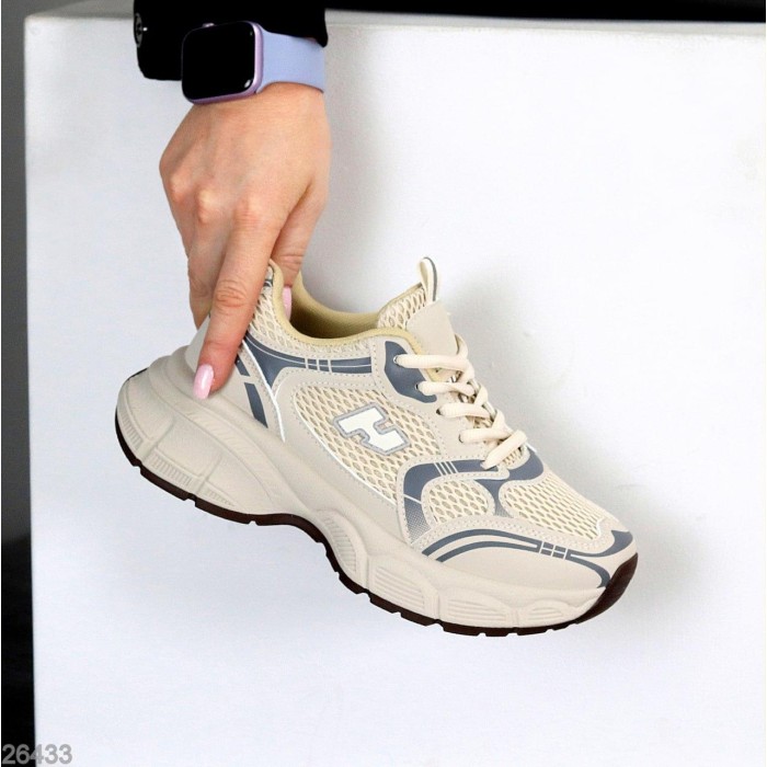 КросІвки жіночі еко-шкіра/текстиль колір-беж на 36р.